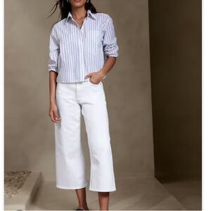 Banana Republic White High-Rise Wide Leg Crop Denim Jeans - 29